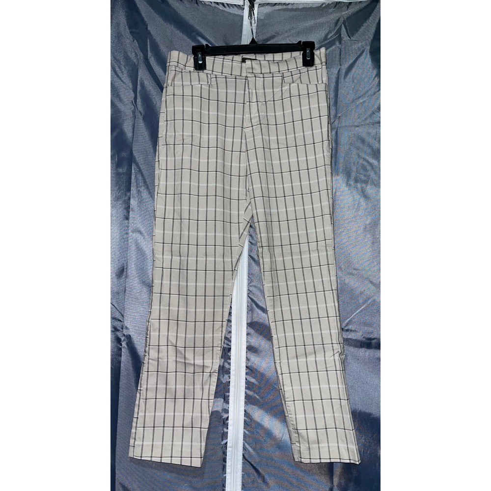 Crosby Womens Plaid Trousers Tan Brown Windowpane Print Casual Pants Size 10